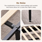Cloud Bed Frame, Soft Boucle Bed Frame with Adjustable Headboard, Solid Wood Legs, Rounded Corners Design & Easy Assembly – Modern Platform Bed, Twin Cream