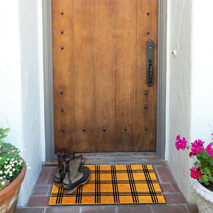 KAF Home - 17" x 30" Coir Doormat - Triple Stripe Grid