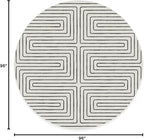 RUGGABLE x Jonathan Adler Machine Washable Area Rug – Labyrinth Black/Ivory 8 ft Round, Stain-Resistant, Non-Slip – Large Rugs for Living Room, Bedroom, Hallway, Entryway & Office–with Cushioned Pad
