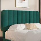 VECELO Queen Size Bed Frame with Upholstered Headboard, Velvet Platform Bedframe Mattress Foundation, Strong Wood Slat Support, No Box Spring Needed,Green