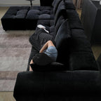 WJShome 183" Oversized Modular Sectional Sofa, U Shaped Couch with Ottoman,Sectional Couches for Living Room,Large Linen Deep Seat with Pillow Couches for Home,Spacious Space,Black