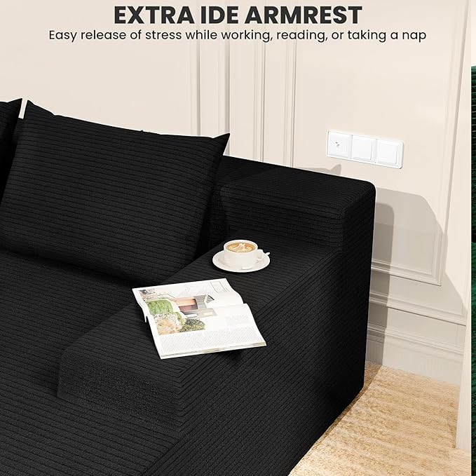 LEVELEVE 107" Cloud Sectional Couch with Deep Seat，Modern Modular Sofa with L-Shape Chaise，No Assembly Required, Upholstered Couches for Living Room Bedroom(Black,Right Facing Chaise)