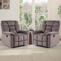 EBELLO Set of 2 Manual Recliner Chair for Adults with Soft Padded Headrest and Backrest, Overstuffed Single Recliner Sofa Chair for Living Room, Dark Brown