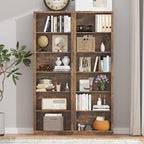 75" Tall Bookshelf & Bookcase, 6-Tier Adjustable Storage Shelves, Book Shelf with Anti-Tipping Device, Floor Standing Modern Display Rack for Living Room, Bedroom, Office, Brown