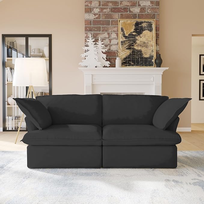 JACH Modern Couch for Living Room, Love Seat Modular Sectional Sofa, Cushion Covers Removable, Comfy Convertible Sectional Couches, Two Corners Sofa for Living Room Bedroom Office Apartment (Black)