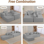 105" Cloud Sectional Couch, Modular Sectional Sofa with L-Shape Chaise, Corduroy Boneless Couches for Living Room, No Assembly, Grey