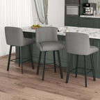 Swivel Bar Stools Set of 6, 26''H Upholstered Barstools with Backs, Modern Counter Height Bar Stool Chairs for Kitchen Island, Metal Legs, Fabric, Gray Counter Stools