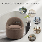 360° Swivel Accent Chair, Mid-Century Modern Chair with Hidden Storge, Small Swivel Chair with Arms for Living Room/Office-Brown