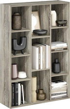 Furinno LUDER Book Shelf, 11-Cube Bookshelf, Reversible Bookcase, 9.4 x 29.1 x 41.7, for Living Room, Bedroom, Home Office, French Oak