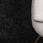 Unique Loom Solid Shag Collection Area Rug (7' 1" Round, Jet Black)