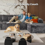 Cloud Sectional Couch with Chaise, Boneless U-Shaped Cloud Couch with Deep Seat, Soft Plush Modern Minimalist Sofa, Assembly Free Modular Floor Sofa for Office Living Room Apartment, Grey