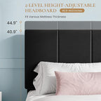 SHA CERLIN Queen Bed Frame, Dutch Velvet Upholstered Platform Bed, Vertical Channel Tufted Adjustable Headboard, Low Profile Bed Frame, No Box Spring Needed, Easy Assembly, Black
