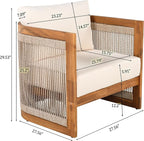 Christopher Knight Home Nesbit 4 Pieces Conversation Set, Acacia Wood Chat Set, Woven Rope Loveseat and Accent Chairs, Slat Panel Coffee Table, Patio Furniture Set for Backyard Balcony Garden, Beige