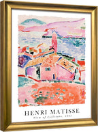 Wieco Art Framed Wall Art View of Collioure 1905 by Henri Mattise Abstract Colorful Art Matisse Posters Canvas Prints for Wall and Home Office Decorations Bronze Gold Frame