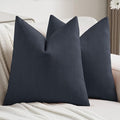 FUTEI Navy Blue Chenille Decorative Throw Pillow Covers 26x26 Inch Set of 2,Soft Cozy Striped Geometric Patterns Euro Pillow Shams,Modern Home Decor for Couch Bed Living Room