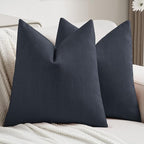 FUTEI Navy Blue Chenille Decorative Throw Pillow Covers 26x26 Inch Set of 2,Soft Cozy Striped Geometric Patterns Euro Pillow Shams,Modern Home Decor for Couch Bed Living Room