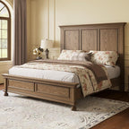 AMERLIFE Solid Wood Queen Bed Frame with 65.2" High Headboard, Traditional Platform Bed with Heavy Duty Slats, No Box Spring Needed, Easy Assembly, Light Brown