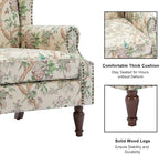 Accent Chair, Upholstered High Back Floral Armchair with Nailhead Trim & Wood Legs, Comfy Wingback Reading Single Sofa Chair for Small Spaces, Living Room, Bedroom (Bird Floral, Set of 2)