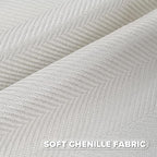 FUTEI Cream White Chenille Throw Pillow Covers 26x26 Inch Set of 2,Soft Wide Chevron Textured Euro Pillow Shams,Farmhouse Home Decor for Couch Bed Living Room