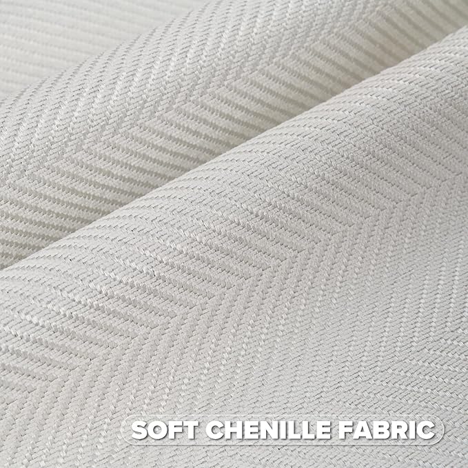 FUTEI Cream White Chenille Throw Pillow Covers 26x26 Inch Set of 2,Soft Wide Chevron Textured Euro Pillow Shams,Farmhouse Home Decor for Couch Bed Living Room