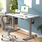 FLEXISPOT EN1 One-Piece Electric Standing Desk 48 x 24 Inches Seamless Seamless Desktop Height Adjustable Desk Stand Up Desks for Home Office (Silver Frame + White Top, 2 Packages)