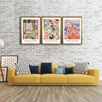 Wieco Art Large Framed Canvas Wall Art 3 Piece Henri Mattise Art Abstract Colorful Matisse Posters Canvas Prints for Wall and Home Office Decorations Bronze Gold Frame
