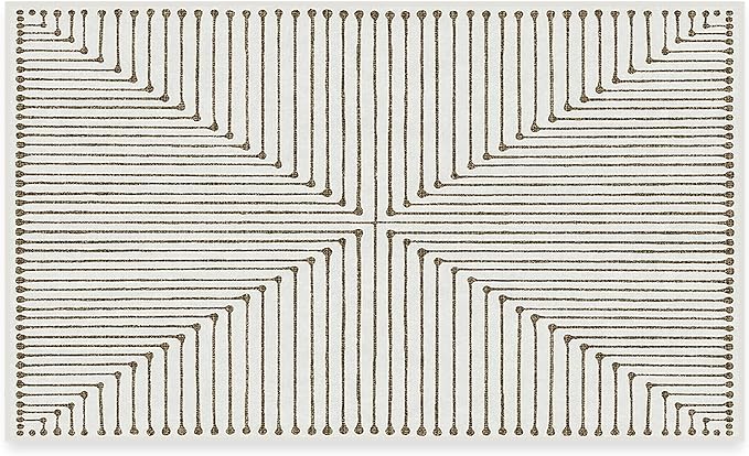 RUGGABLE x Jonathan Adler Machine Washable Modern Area Rug – Inkdrop Camel & Ivory 3x5, Stain-Resistant, Non-Slip – Small Rugs for Living Room, Bedroom, Hallway, Entryway & Office–with Standard Pad