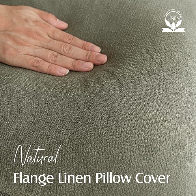 Foindtower Pack of 2, Decorative Linen Soild Throw Pillow Covers Soft Accent Cushion Case Farmhouse Neutral Pillowcase for Chair Couch Sofa Bedroom Living Room Home Decor 22x22 Inch Olive Branch Green