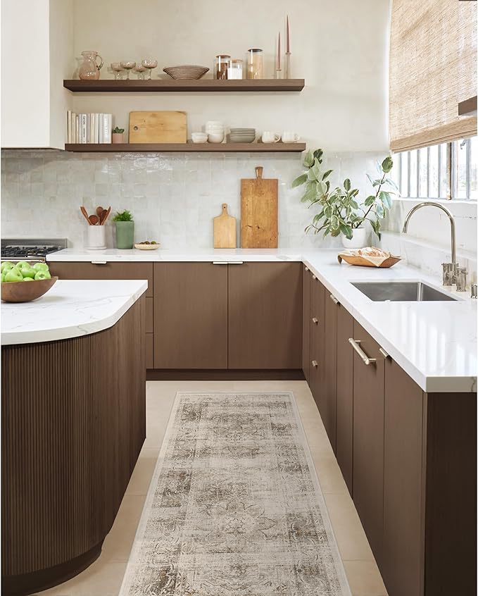 RUGGABLE Washable Vintage Area Rug – Sarrah Hazel 10x14, Stain-Resistant, Non-Slip – Large Machine Washable Rugs for Living Room, Bedroom, Hallway, Entryway & Office–with Cushioned Pad