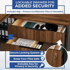 OfficeSimpli Modern L Shaped Executive Desk, 84x72x30 Inch - Made in USA – Ships Mostly Assembled – Home Office Workstation & Business Furniture, CEO Desk Table with Cabinets & Lockable Drawers