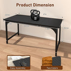 StarGraph Modern Computer Desk 47 Inch Large Office Desk with Carbon Fiber Desktop Home Office Desks with Sturdy Metal Frame Gaming Study Writing Work from Home Desks, Black