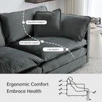 Modular Sectional Sofa, 146.5 Inch L-Shaped Cloud Sofa with Deep Seat Chenille Sofa with Cushions, Four Seater Sectional Sofa for Living Room Apartment,Gray