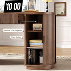 ONBRILL 58" Fluted Executive Desk with Storage, Home Office Desk with Drawers, Wood Computer Writing Desks with Charging Station for Study Living Room Bedroom Work Walnut