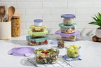 Ello Color Lock 20PC Mixed Glass Food Storage Sets, Leak-Proof Glass Food Storage Containers with Airtight BPA-Free Plastic Lids, Dishwasher, Microwave, and Freezer Safe, Purple Rain