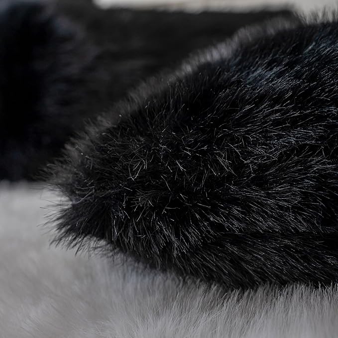 Neelvin Black Faux Fur Cozy Fluffy Double-Sided Decorative Throw Pillow Covers 22x22 inch Set of 2,Velvet Pillowcase Cushion Case for Sofa Couch