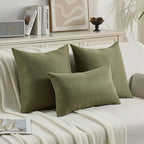 FUTEI Moss Green Chenille Throw Pillow Covers 24x24 Inch Set of 2,Soft Wide Chevron Textured European Pillow Shams,Farmhouse Home Decor for Couch Bed Living Room