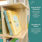 Guidecraft EdQ Kids Rotating Bookshelf: Natural Wood Revolving Bookcase - 360 Degree Spinning Book Shelf Tower with Acrylic Montessori Storage for Classroom, Bedroom and Playroom | Toy Organizer