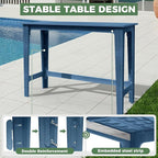 HDPE Outdoor Patio Bar Set with High Top Table and 2 Adirondack Chairs, All-Weather Bar Height Outside Rectangular Pub Furniture for Bistro, Garden, Backyard, Deck | 3-Pieces, Navy Blue