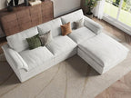 EASE MOOSE Oversized Boneless Cloud Couch for Living Room, Modular Sectional Sofa L-Shape, Cloud Sofa Set with Fluffy Foam, 4-Seat Deep Comfy Sofa with Ottoman for Bedroom Apartment, Chenille (White)