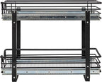 Household Essentials Glidez Multipurpose Paint-Finished Steel Pull-Out/Slide-Out Storage Organizer with Plastic Liners for Under Cabinet Use - 2-Tier Dual-Slide Design, Black