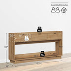 Prepac Natural Oak Simply Modern Entryway Table, Narrow Console Table with 3 Drawers, Media Console with Storage, 15.75" D x 60.25" W x 32" H
