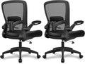 FelixKing Office Chair, Ergonomic Desk Chair Breathable Mesh Chairs Adjustable High Back Lumbar Support Flip-up Armrests, Executive Rolling Swivel Comfy Computer Chairs Home Office Black, Pack of 2