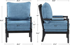 DUHOME Linen Fabric Spindle Accent Chair with Wood Frame,Modern Accent Spool Chairs with Padded Spring Seat and Brushed Blue Base for Living Room Bedroom Farmhouse Home Office Belcony