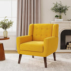 Accent Chair, Modern Fabric Armchair for Living Room, Comfy Upholstered Arm Chair Tufted for Indoor Bedroom Office Room (Yellow)