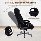 CLATINA Big and Tall Executive Office Chair, Extra Wide Seat, 800 LBS Capacity Heavy Duty Ergonomic Cloth Desk Chair with Wheels and Padded Armrests, High Back Fabric Computer Task Chair, Black