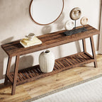 Tribesigns Farmhouse Console Entryway Table: 70.9 Inches All Wood Console Table for Entrance, 2 Tiers Narrow Long Behind Couch Sofa Table, Foyer Entry Table for Hallway, Living Room, Brown