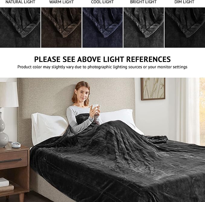 Beautyrest Heated Electric Blanket for Cold Weather, Fast Heating Heated Blanket, Auto Shut Off, Virtually Zero EMF, Multi Heat Setting, UL Certified, Black Full (84 inx80 in)