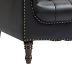 UIXE Faux Leather Accent Chairs Set of 2, Comfy Club Chair Upholstered Armchair for Living Room, Button Tufted Arm Chair Retro Single Sofa Side Reding Seat for Bedroom - Black
