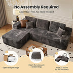 104" Cloud Sectional Couch with Chaise, Boneless L-Shaped Cloud Couch with Deep Seat, Soft Plush Modern Minimalist Sofa, Assembly Free Comfy Sofa for Office Living Room Apartment(Grey, Left Chaise)