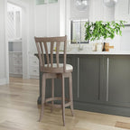 Hillsdale 29.5" Savana Wood Swival Bar Height Stool, Brown Gray